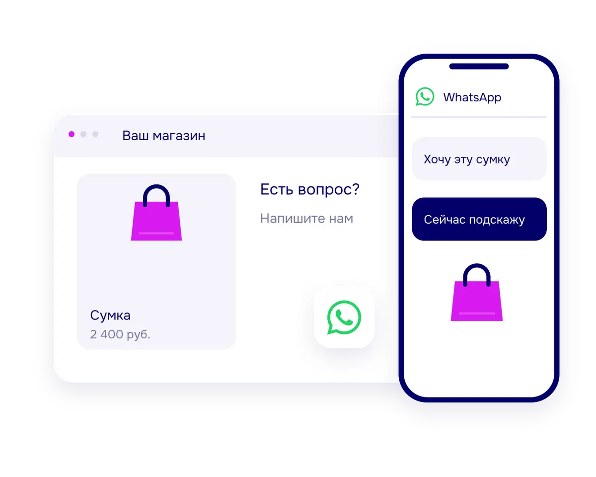 Кнопка WhatsApp на витрине магазина