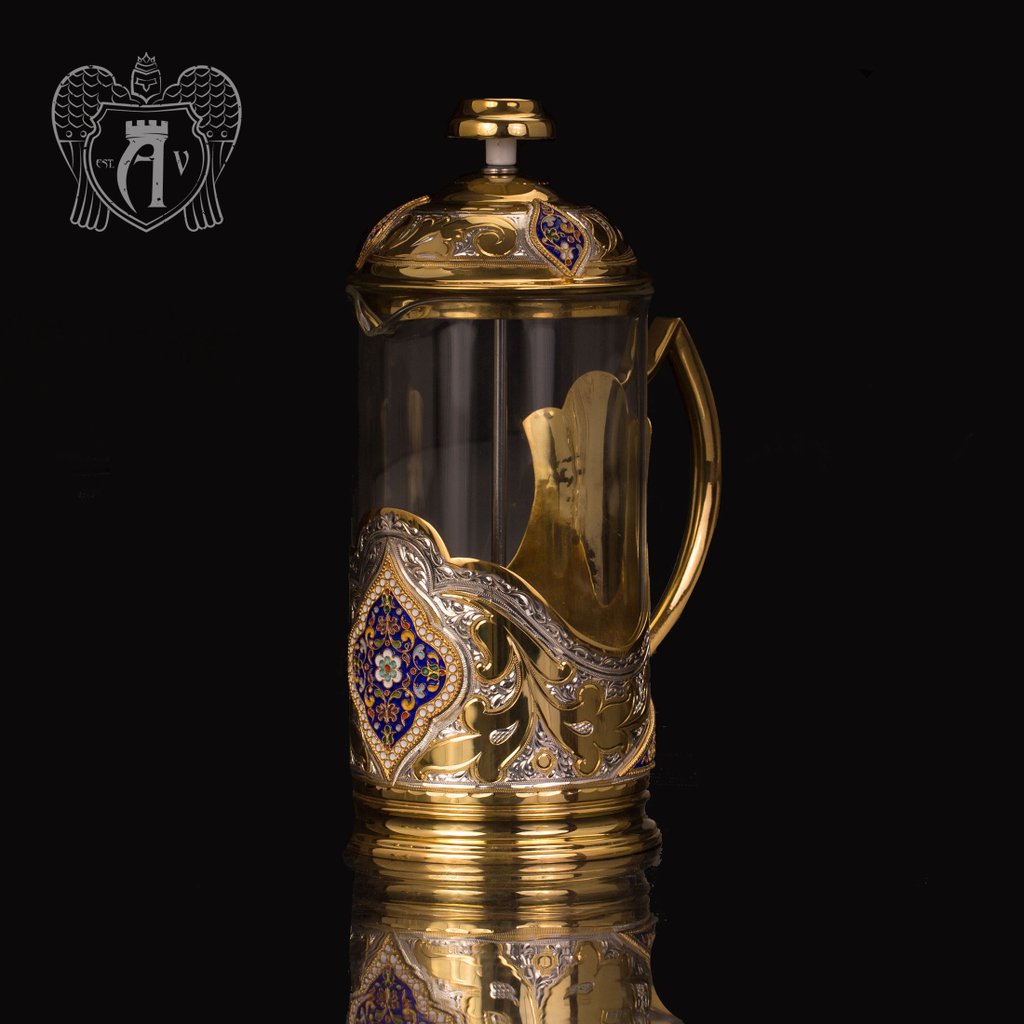 Френч-пресс из серебра с золочением и горячей эмалью «Султан»