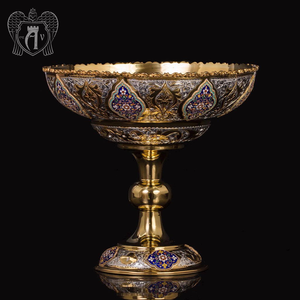 Фруктовница серебряная «Кассиопея» с золочением