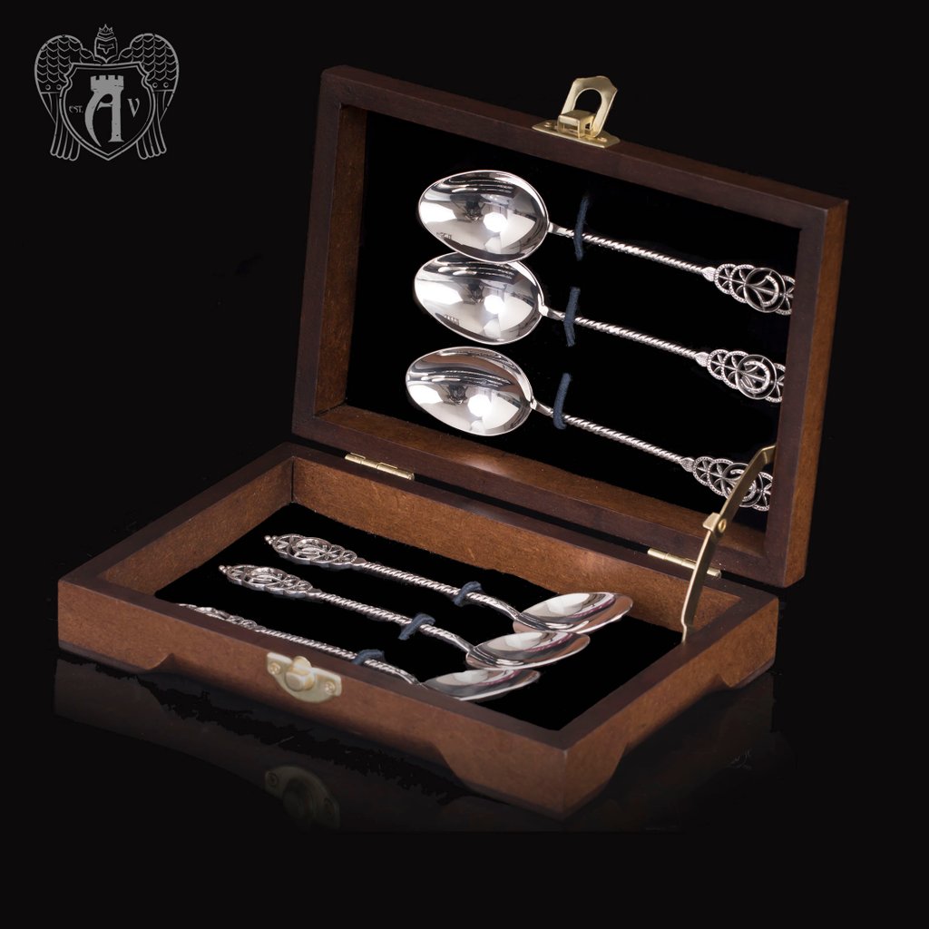 Кубачинские чайные ложки ручной работы «Готика» комплект 6 шт