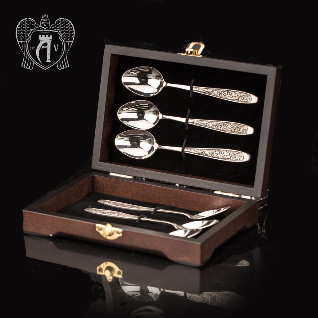 Кубачинские чайные ложки ручной работы «Рапсодия» комплект 6 шт