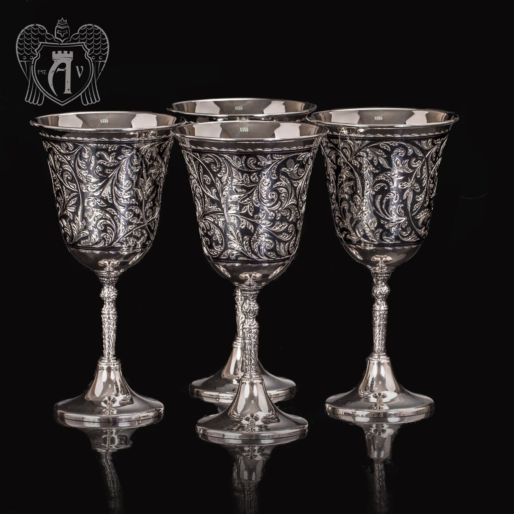Набор бокалов из серебра «Клио» 4 шт