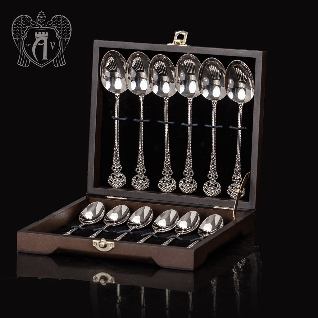 Набор  ложек из серебра на 6 персон «Винтаж» 12 предметов