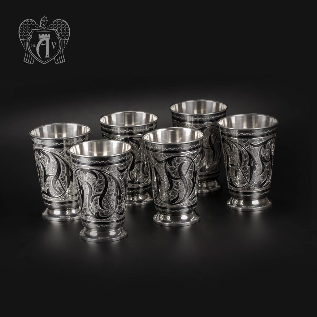 Набор серебряных стаканов «Лоза»