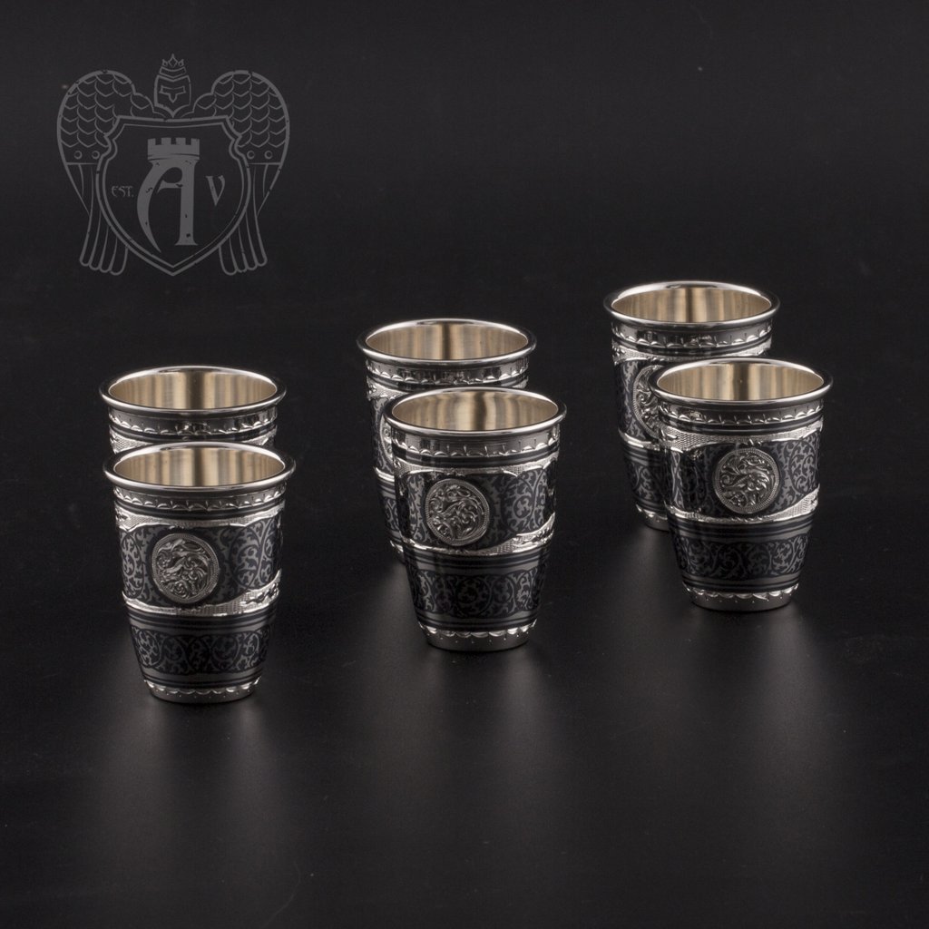 Набор серебряных стопок «Встреча»