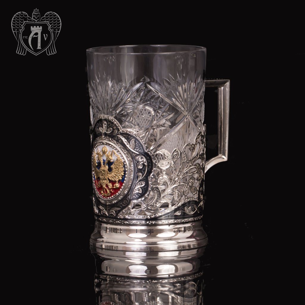 Подстаканник с гербом из серебра  «Двуглавый орел»