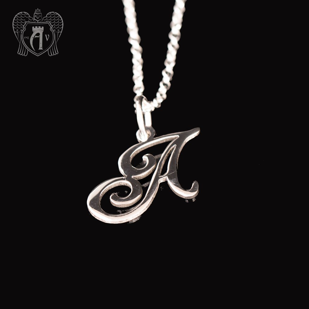 Подвеска с цепью  из серебра «Буква А»