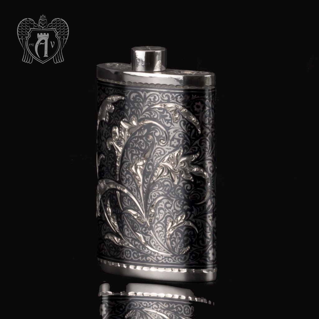 Серебряная фляжка маленькая «Ворон»