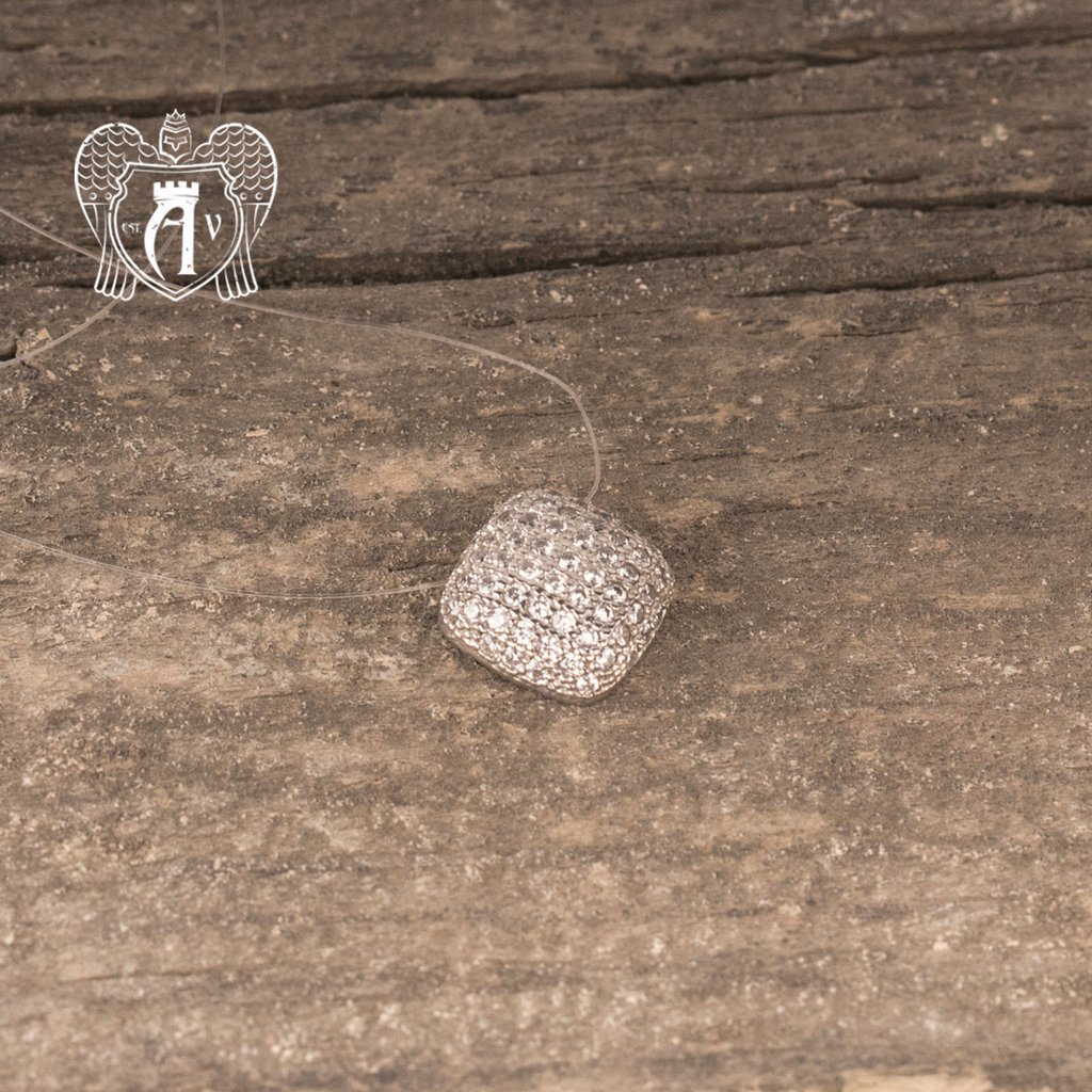 Серебряное колье невидимка «Ромб» на леске