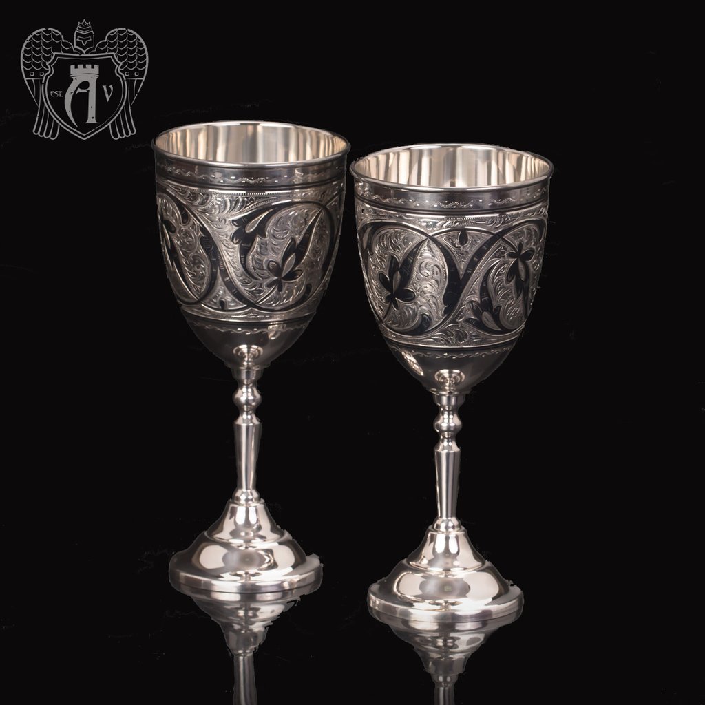 Серебряные бокалы на серебряную свадьбу «Юбилейные» 2 шт