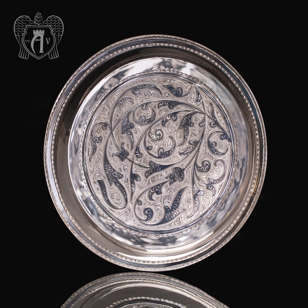 Серебряный круглый поднос «Луна»