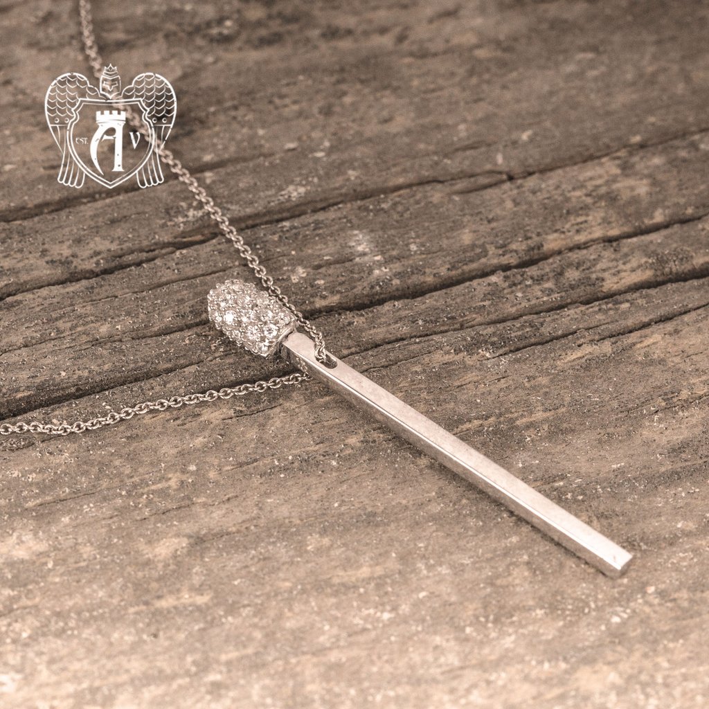 Серебряный кулон«Спичка» с цепью