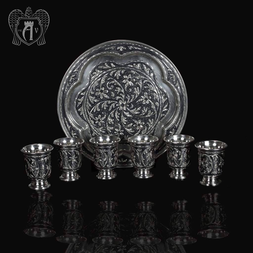 Серебряный набор водочный «Кубачи +»