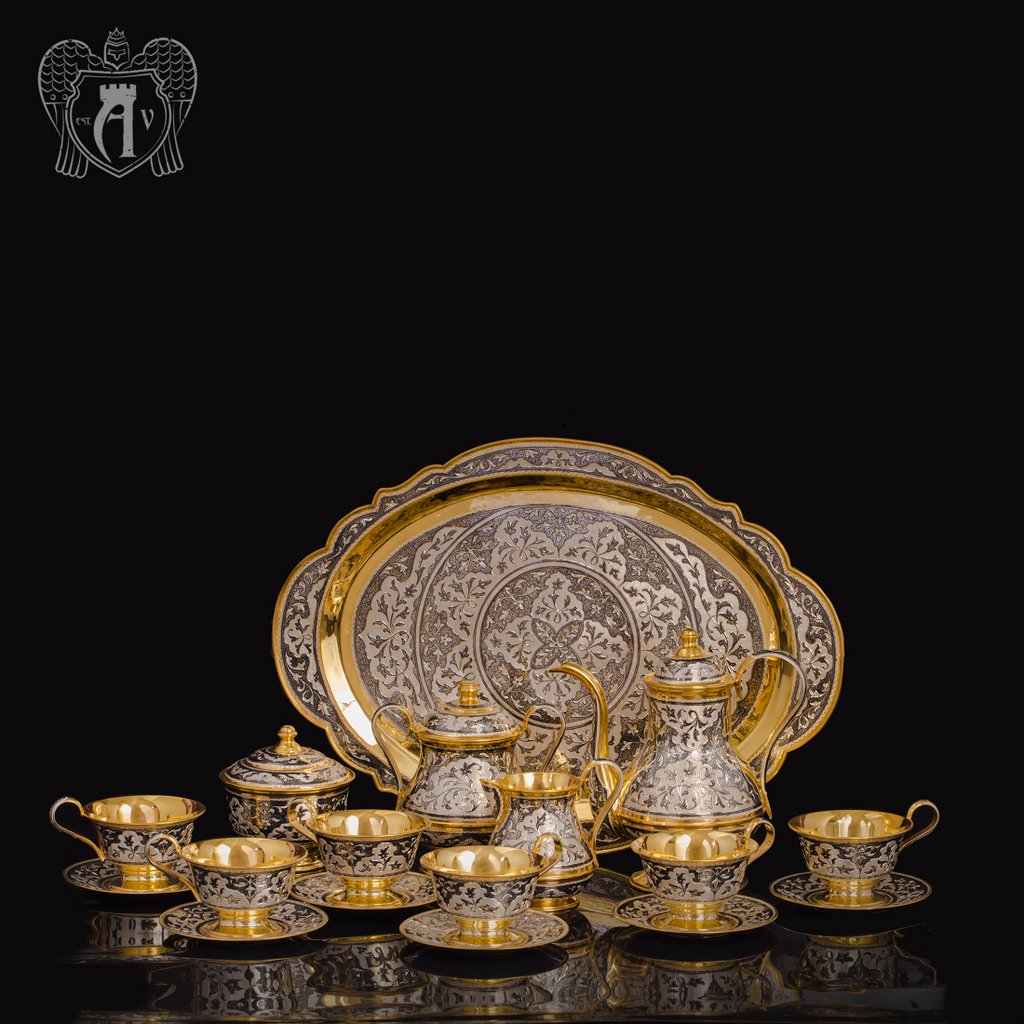 Серебряный сервиз чайный «Ампир»