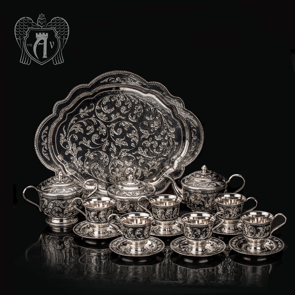 Серебряный сервиз чайный «Кардинал»