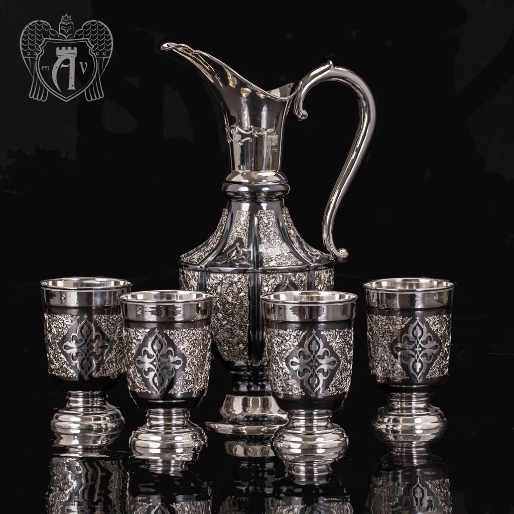 Сервиз для вина и сока из серебра «Далила»