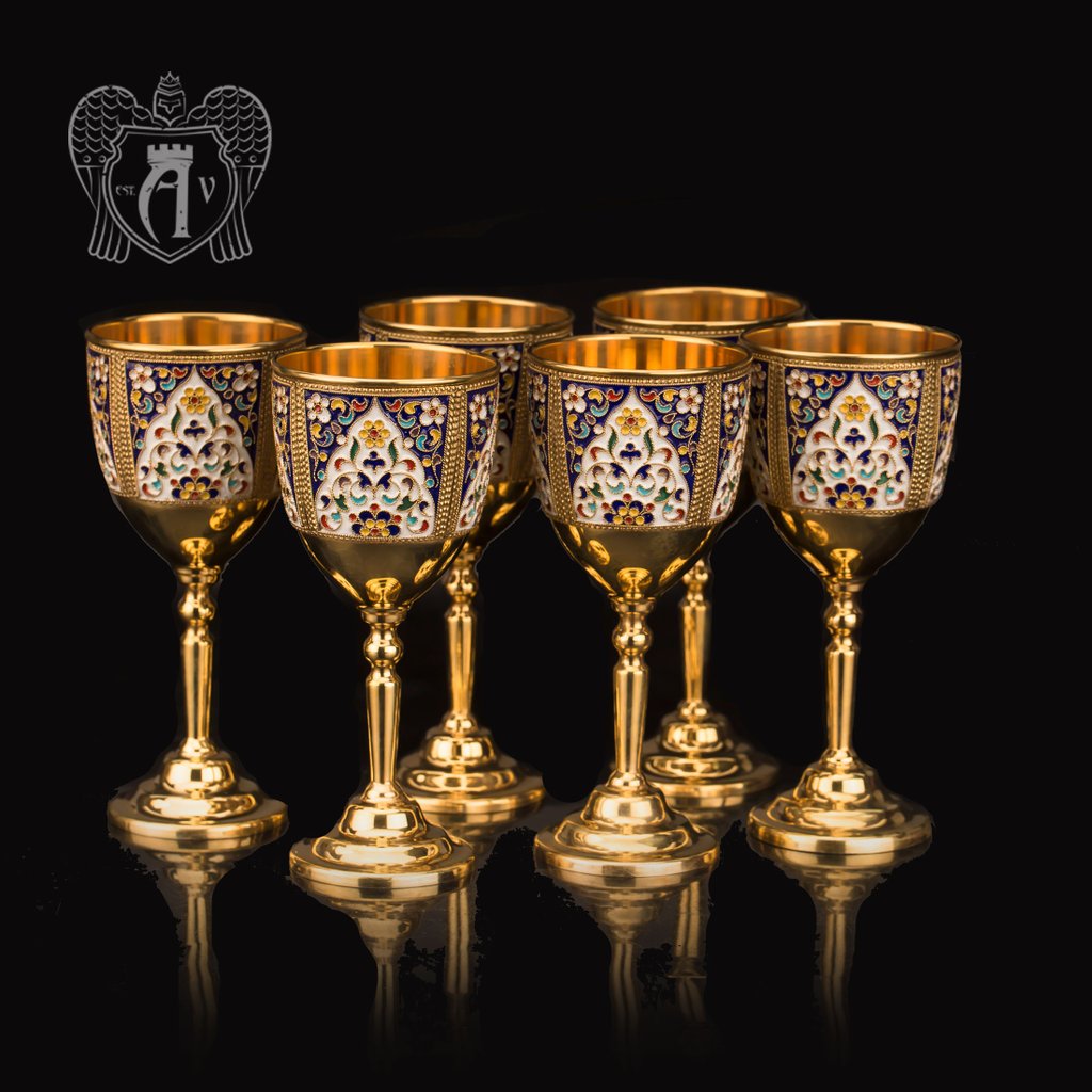 Бокалы из серебра «Легенда» с золочением