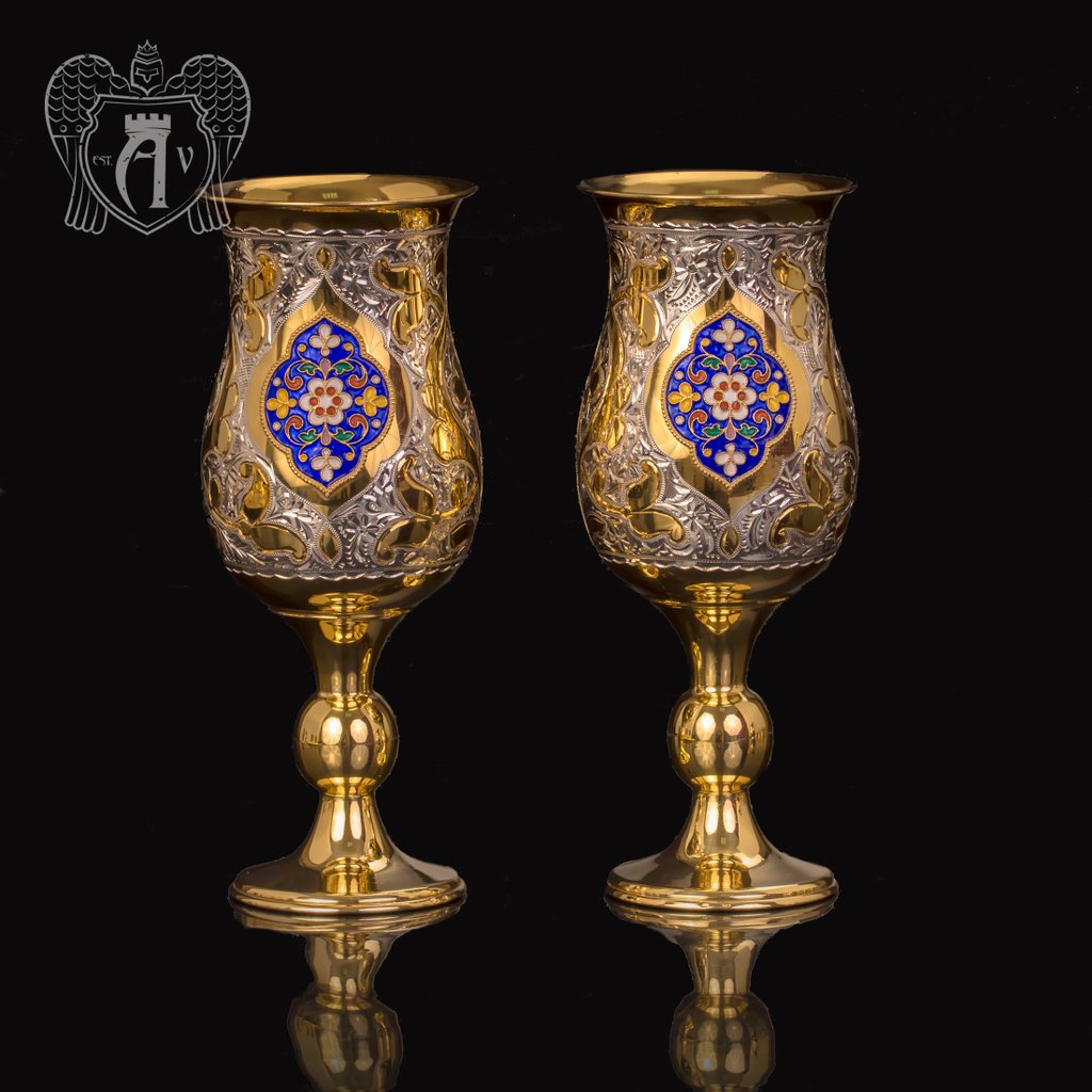 Бокалы серебряные «Вилари» с золочением и эмалью