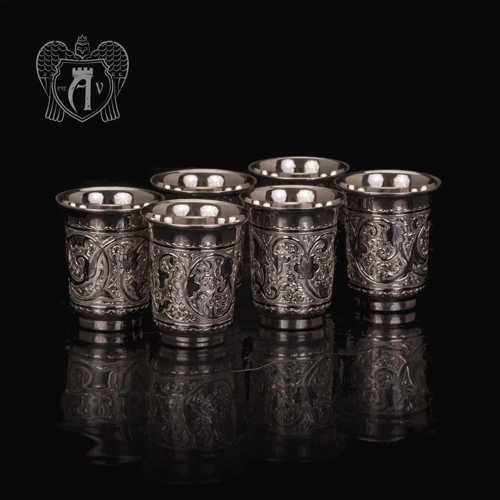 Большие стопки из серебра «Гранд» набор 6 шт