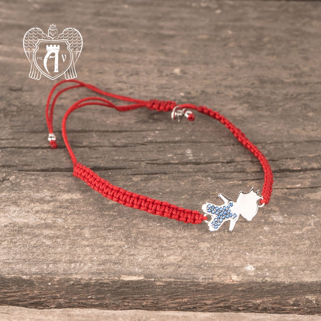 Браслет из серебра на красной нитке «Мальчик»