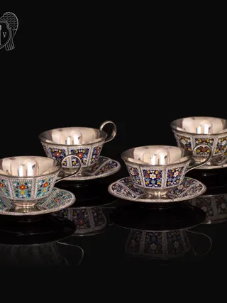 Чайные пары набор «Калейдоскоп » с эмалью 4  шт