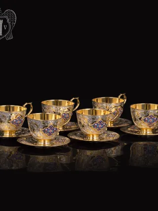 Чайные пары набор «Ричмонд» с эмалью 6  шт