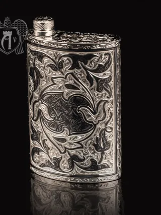 Фляжка из серебра  «Пламя»