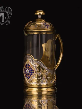 Френч-пресс из серебра с золочением и горячей эмалью «Султан»