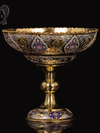 Фруктовница серебряная «Кассиопея» с золочением