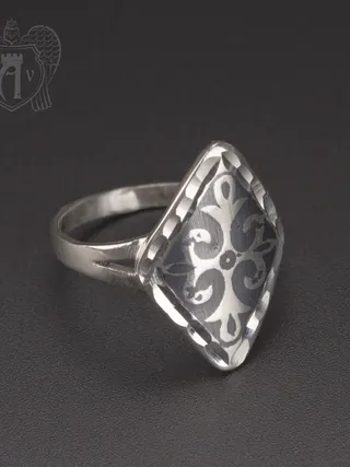 Кольцо кубачинское с чернью «Ромб»