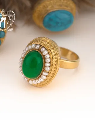 Кольцо кубачинское с золочением  «Императрица»