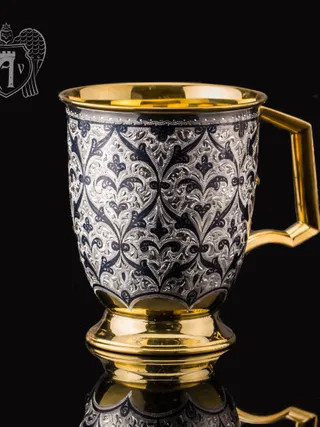 Кружка из серебра «Персия» с золочением