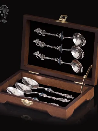 Кубачинские чайные ложки ручной работы «Плющ» комплект 6 шт