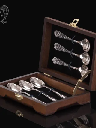 Кубачинские чайные ложки ручной работы «Виноградная лоза» комплект 6 шт