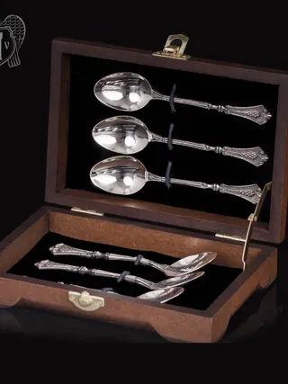 Кубачинские чайные ложки ручной работы «Винтаж» комплект 6 шт