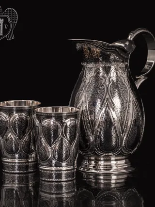Кувшин и два стакана из серебра «Кристалл»