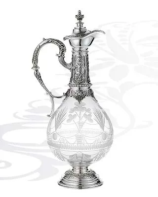Кувшин из серебра 19964 с изысканными гравировками и ручной работой
