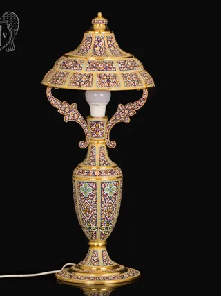 Лампа настольная «Царская» из серебра с позолотой и эмалью
