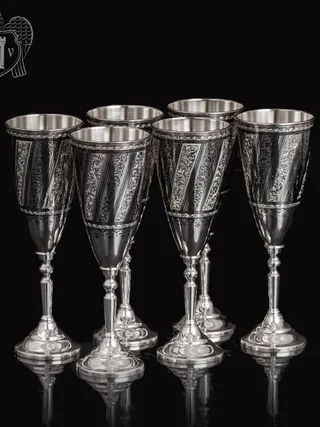 Набор бокалов из серебра «Антик» 6 шт