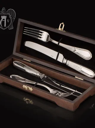 Набор из серебра 925 пробы ножи и вилки на 2 персоны «Элегант» 4 предмета