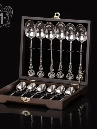 Набор  ложек из серебра на 6 персон «Винтаж» 12 предметов