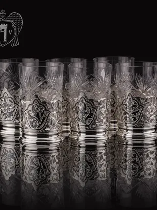 Набор подстаканников из  серебра «Вьюн»