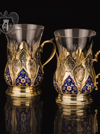 Набор подстаканников  «Шахерезада» с золочением