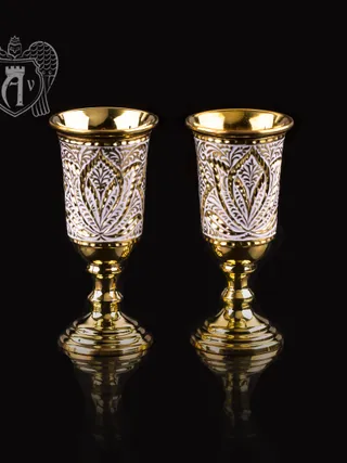 Набор  рюмок «Галия» с белой холодной эмалью