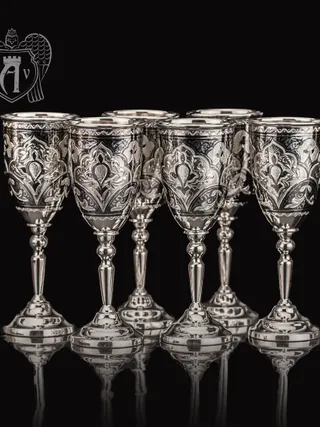 Набор рюмок из серебра  «Кубачи +»