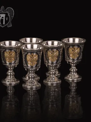 Набор рюмок из серебра с гербом  «Герб России»