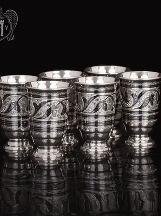 Набор серебряных стопок «Лоза»  6 шт