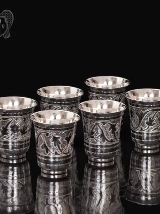 Набор стаканов из серебра 925 пробы  «Тюльпан»