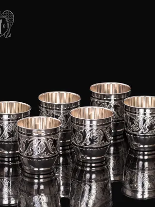 Набор  стаканов из серебра 925 пробы «Виноград»