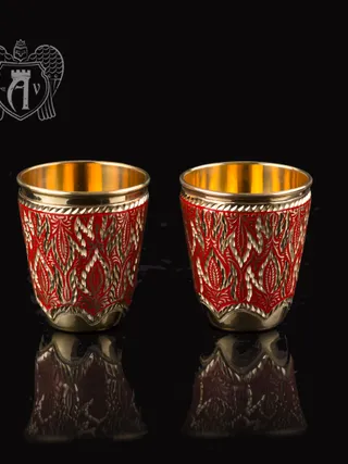 Набор  стопок  «Морозко» с красной эмалью